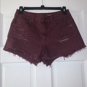 American eagle maroon denim shorts